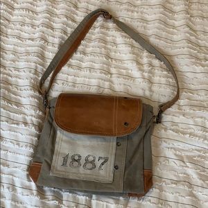 1887 leather and canvas shoulder bag